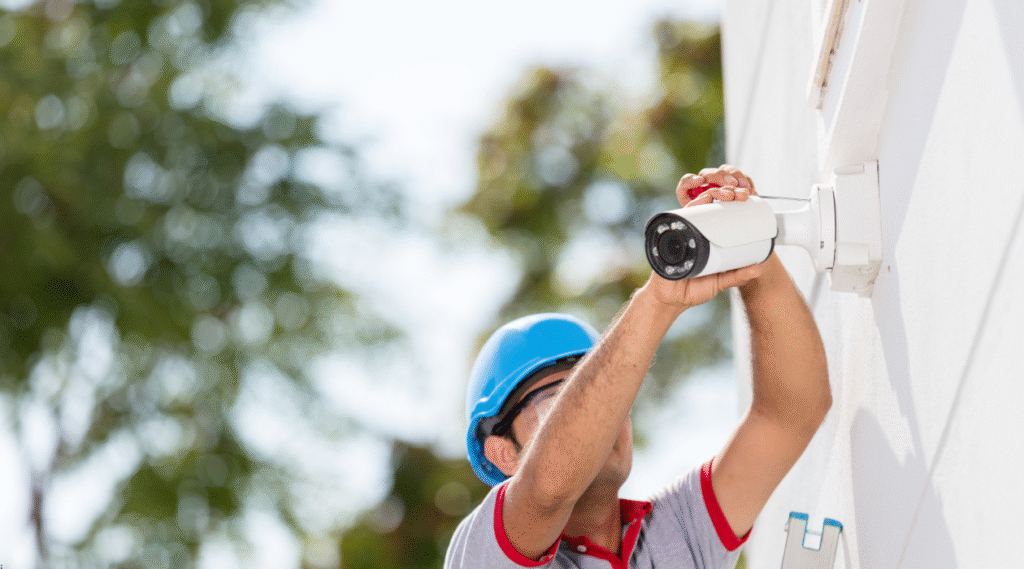Security Camera Installation: Best Practices for Complete Coverage Man installing a Security Camera